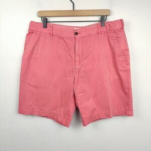 Faherty Chino Shorts Mens 36 Coral Pink Cotton‎ Stretch 9" Inseam Preppy Surf